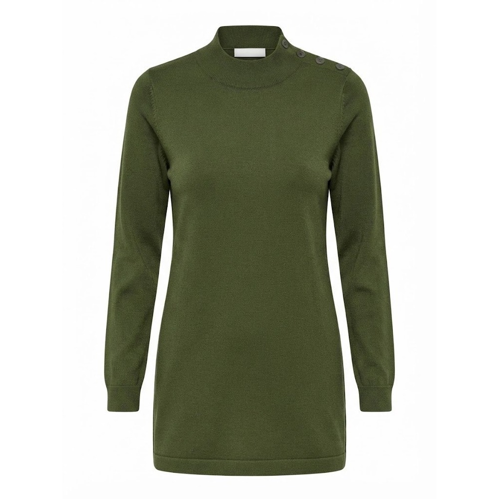 La Maille Sezane Merino Wool Button Shoulder Sweater Tunic Green XS - CJ